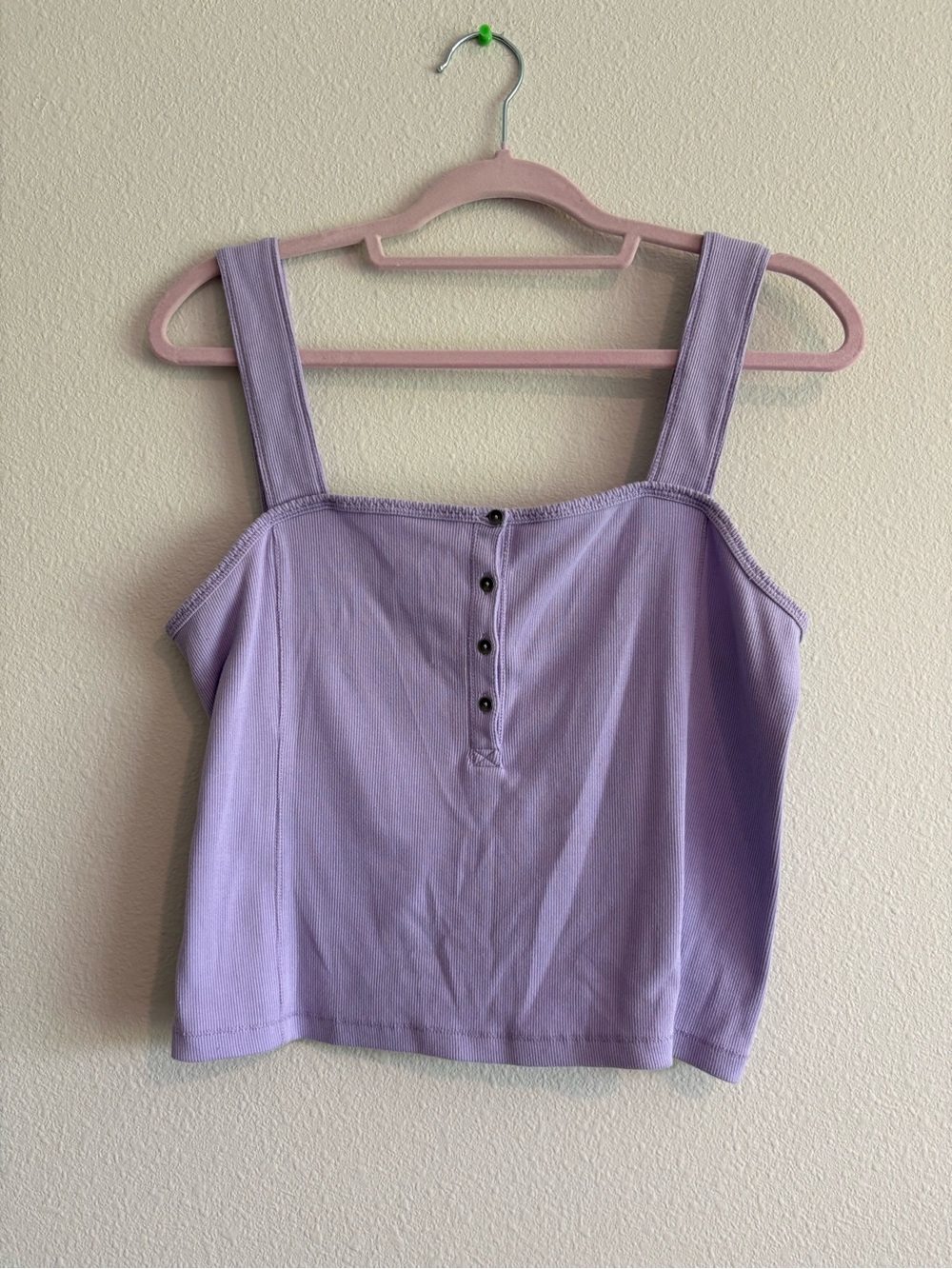 Abercrombie & Fitch Square-Neck Henley Tank Top Ribbed Women’s XL Purple
